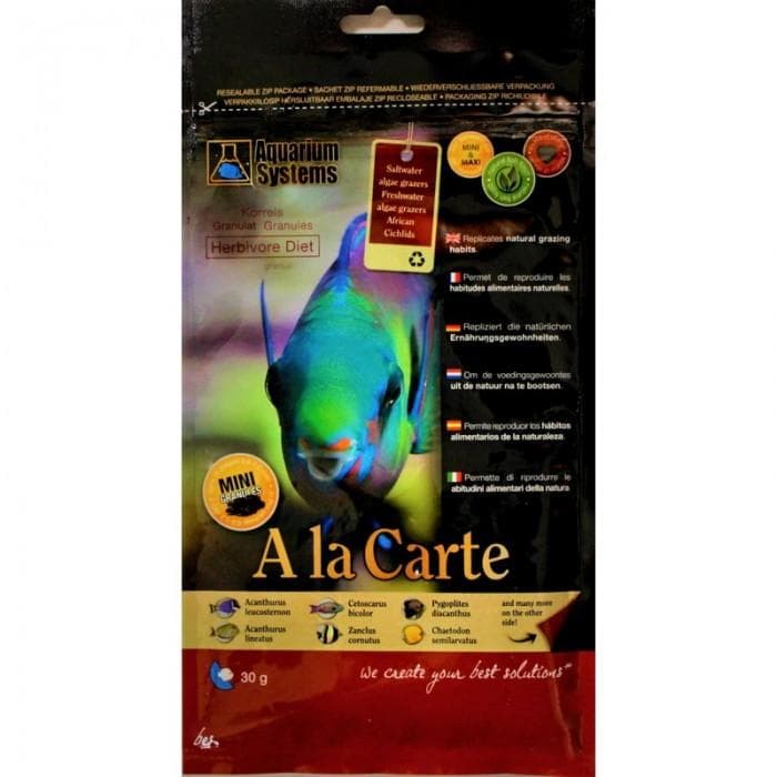 AQUARIUM SYSTEMS ALA CARTE HERBIVORE DIET SPIRULINA 30G(MEDIUM)