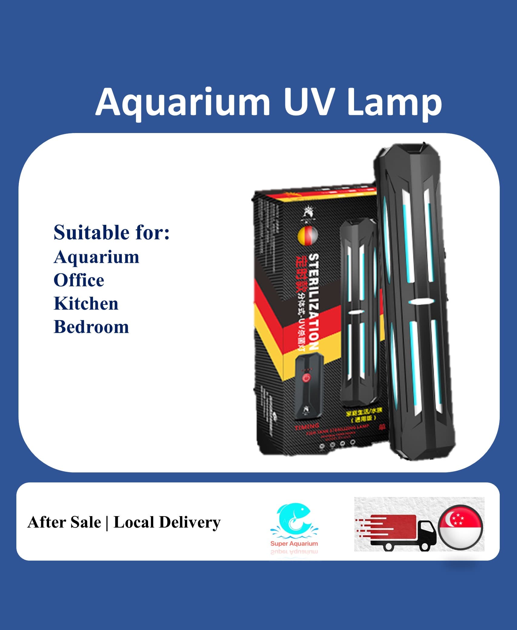 UV steriliser light with protected shield for fish tank aquarium