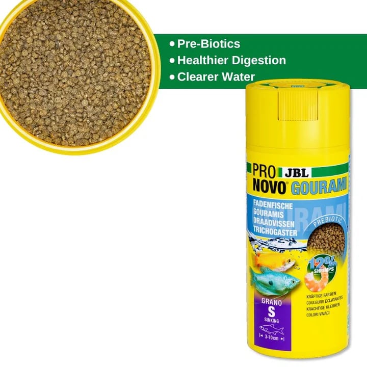 JBL ProNovo Gourami Grano S: Color-Enhancing Sinking Granules for Labyrinth Fish