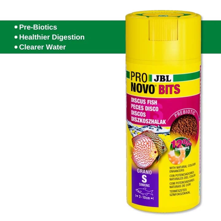 JBL Pronovo Bits Granulated Discus Fish Food for Vibrant South American Cichlids