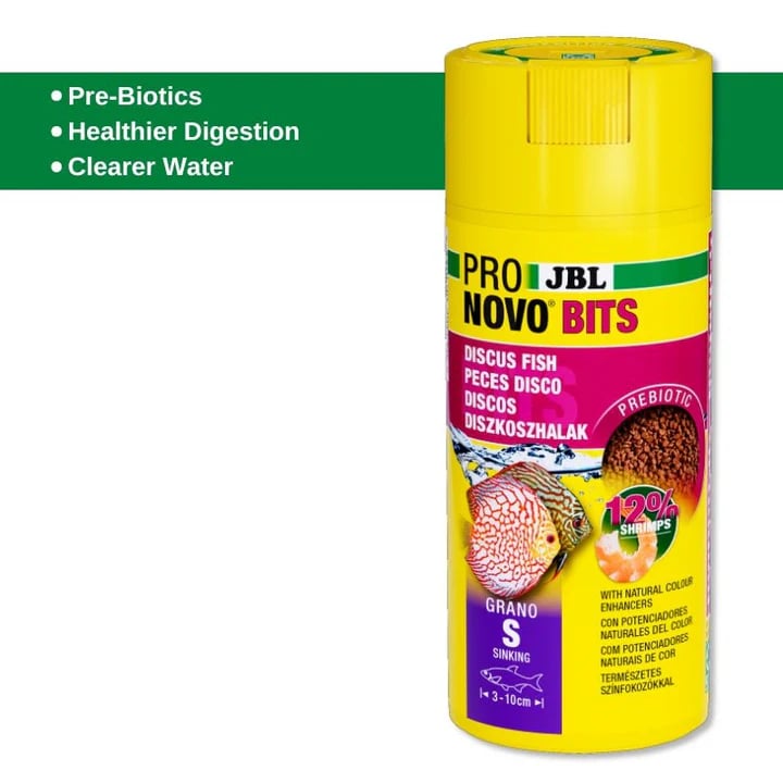 JBL Pronovo Bits Granulated Discus Fish Food for Vibrant South American Cichlids