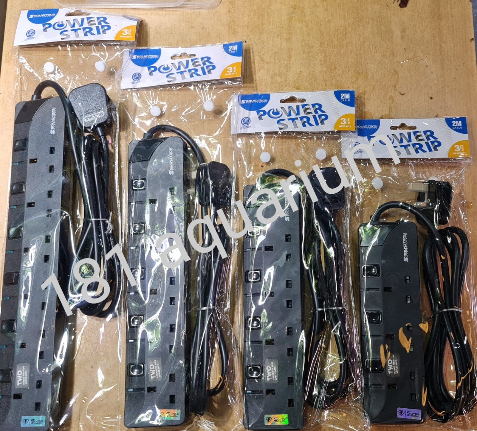 SOUNDTECH Power Strip 3/ 4/ 5/ 6 Pins 2 Metres cable Trailing Extension Socket/Cord