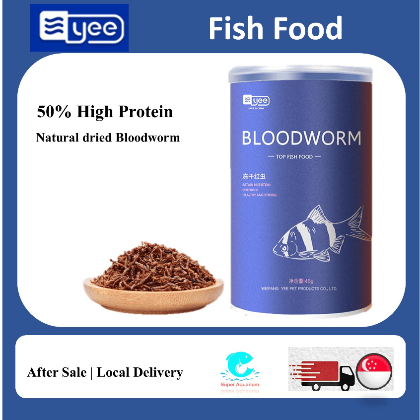 YEE Aquarium Fish Food Pellet, Freeze Dried Red BloodWorm For Tropical Fish, Betta Guppy Goldfish, Pet Food