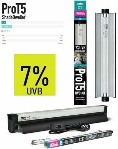 Arcadia ShadeDweller Pro T5 Kit - 7% UVB Lamp, 8w, Reptile Light, Crested Gecko