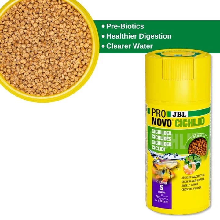JBL Pronovo Cichlid Grano S: Premium Sinking Fish Food for Vibrant Small Cichlids